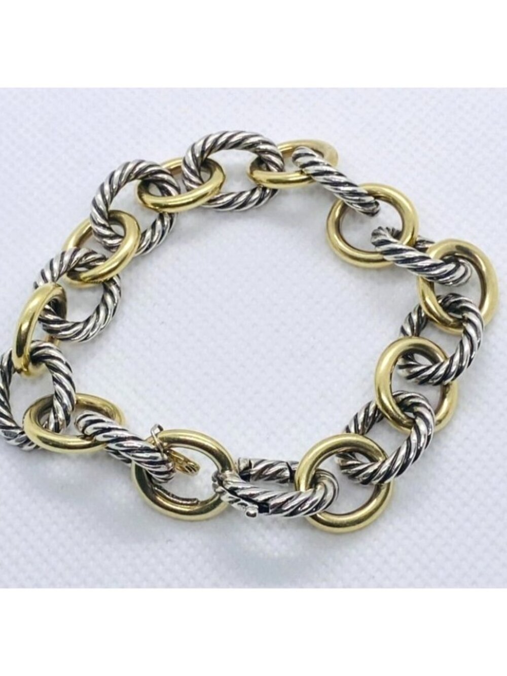 David Yurman 18K Yellow Gold & Silver Oval Bracelet 7.75"
